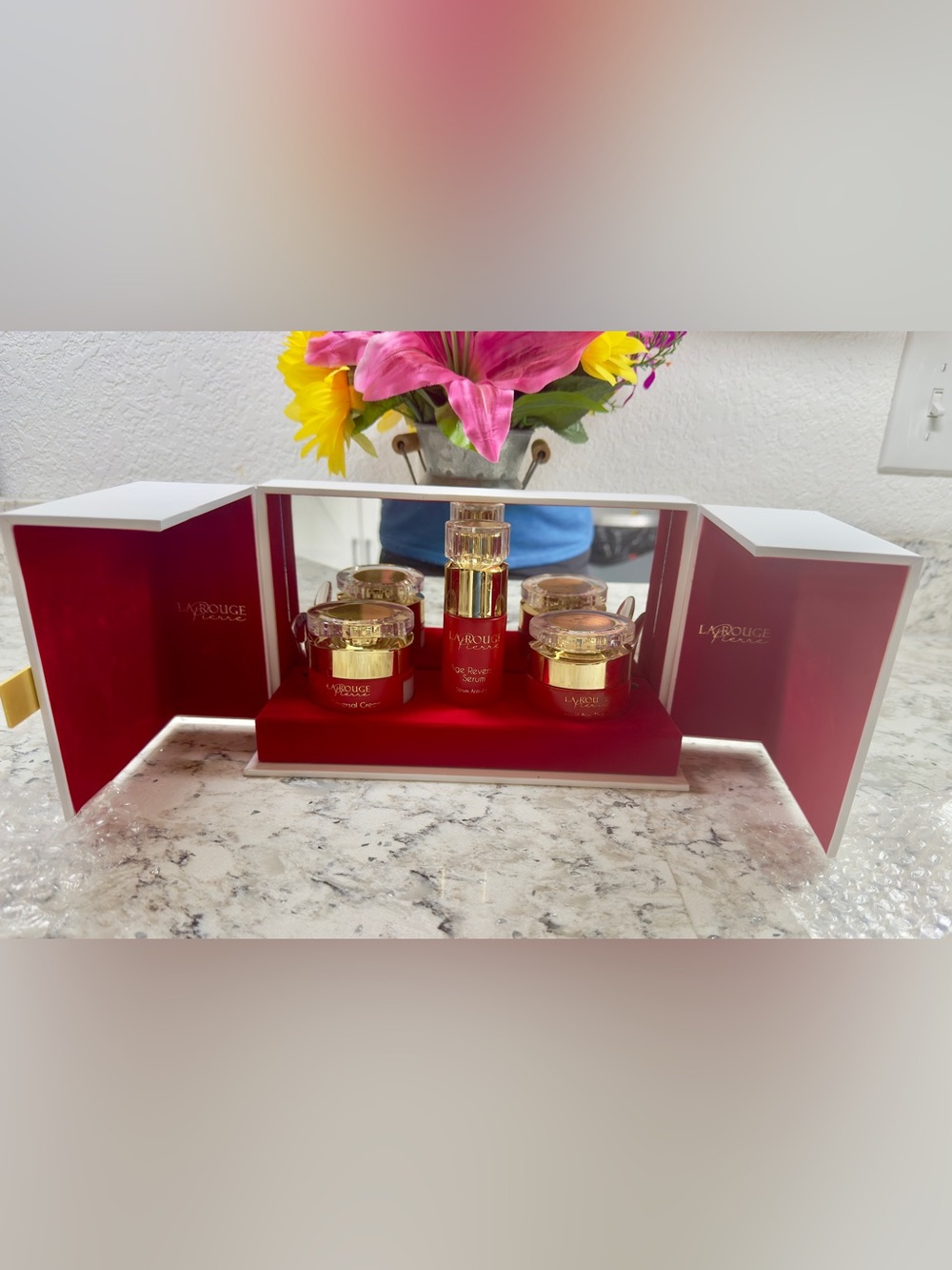 La Rouge Pierre Corral Collection Age Reversal Skin Care Set in Mirrored Case